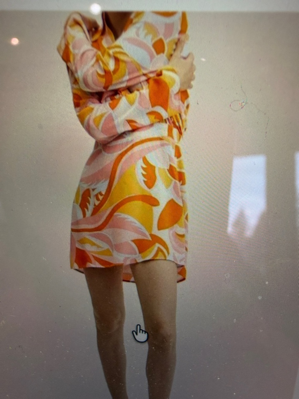 Mango Long Sleeve Swirl-Print Mini Dress in Pink, Orange & Cream